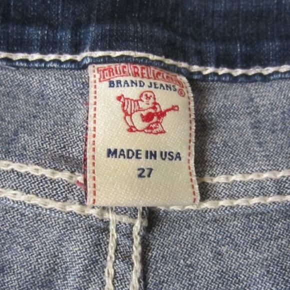 Y2K Bootcut Dark Wash Denim Jeans True Religion Size 27 Made in USA - Picture 5 of 6